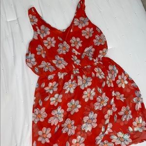Red daisy summer dress